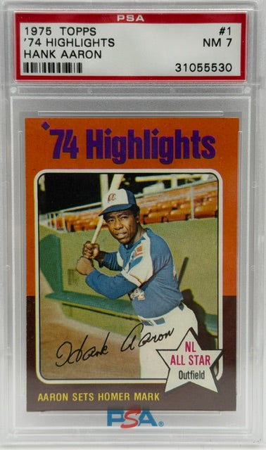 1975 Topps #1 Hank Aaron '74 Highlights PSA 7