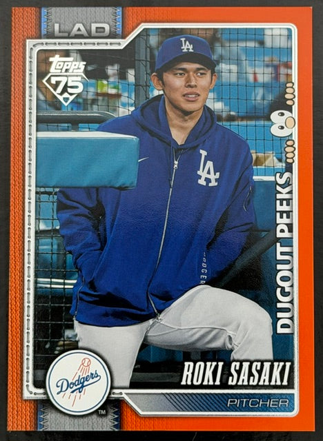2026 Topps Series 1 Roki Sasaki Celebration Dugout Peeks Orange /25