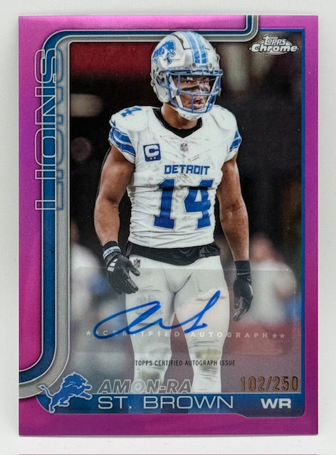 2025 Topps Chrome Amon-Ra St. Brown Pink Refractor Auto /250