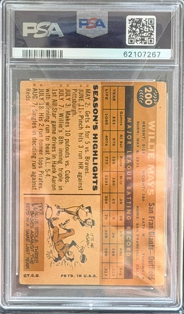1960 Topps #200 Willie Mays PSA 3