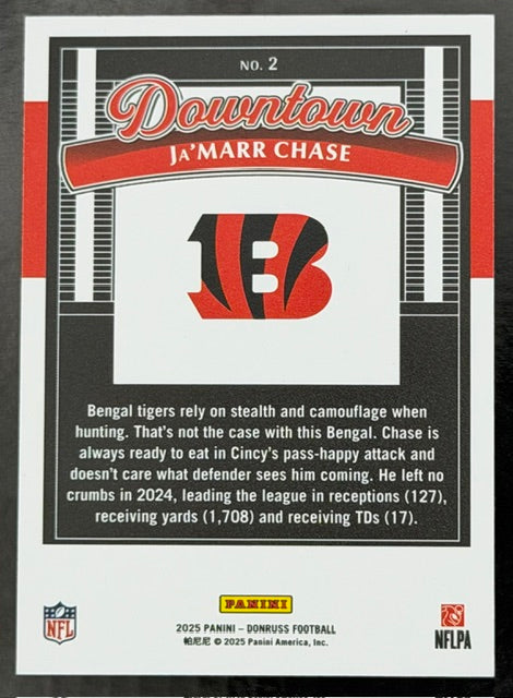 2025 Donruss Ja'Marr Chase Downtown! #2