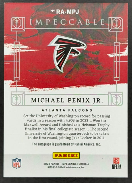 2024 Impeccable Michael Penix Jr. RC Rookie Autographs Bronze /35
