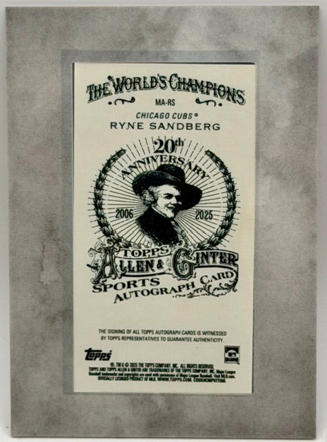 2025 Topps Allen & Ginter X Ryne Sandberg Gold On Card Auto /5