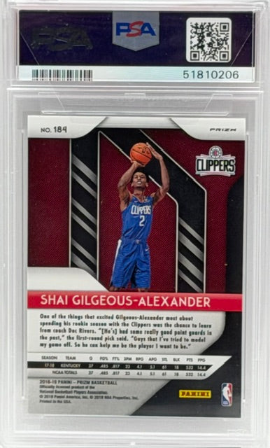 2018 PANINI PRIZM SHAI GILGEOUS-ALEXANDER SILVER PRIZM PSA 9