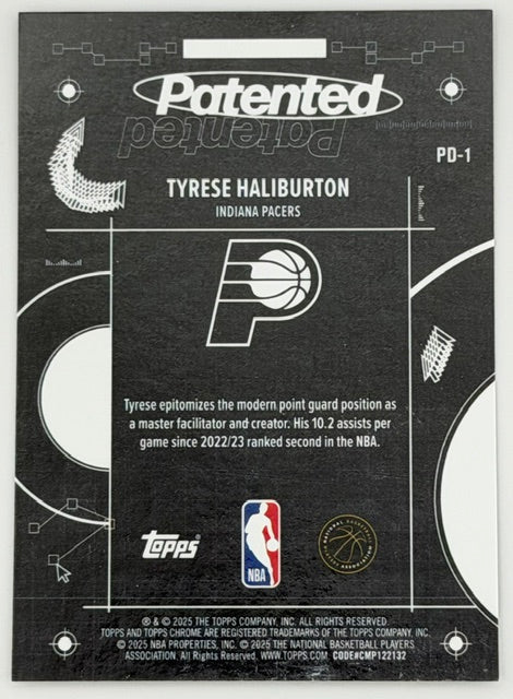 2025-26 Topps Chrome Tyrese Haliburton Patented #PD-1