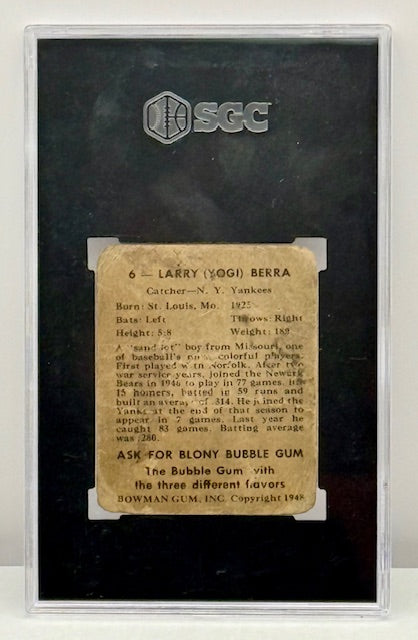 1948 Bowman Yogi Berra RC #6 SGC 1