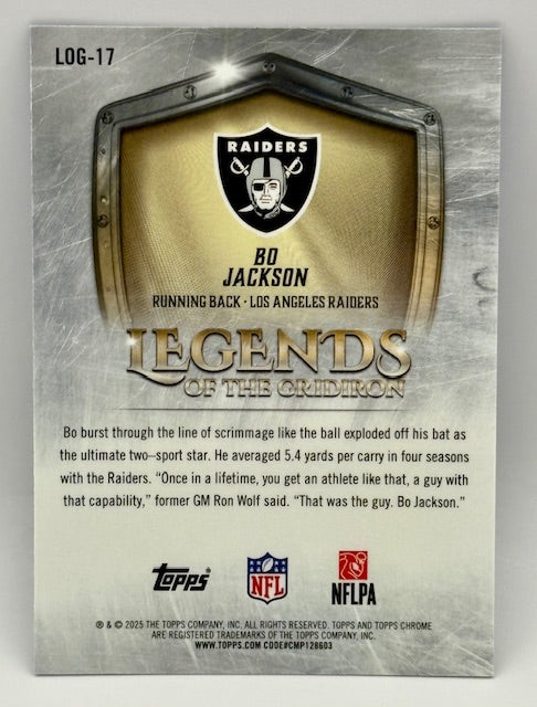 2025 Topps Chrome Bo Jackson Legends of the Gridiron Blue /150