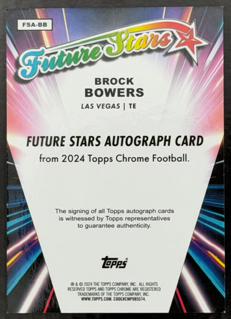 2024 Topps Chrome Brock Bowers RC Future Stars Autograph 50/50