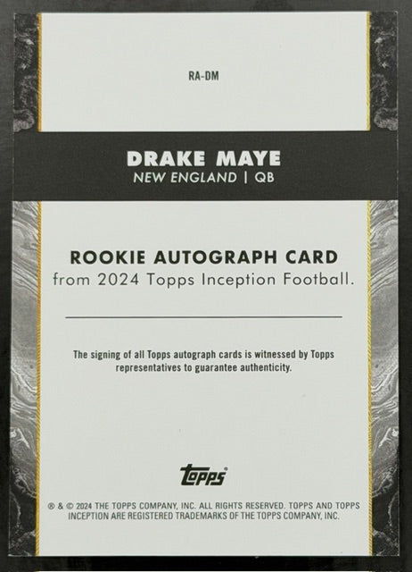 2024 Topps Inception Drake Maye Rookie Autographs RC