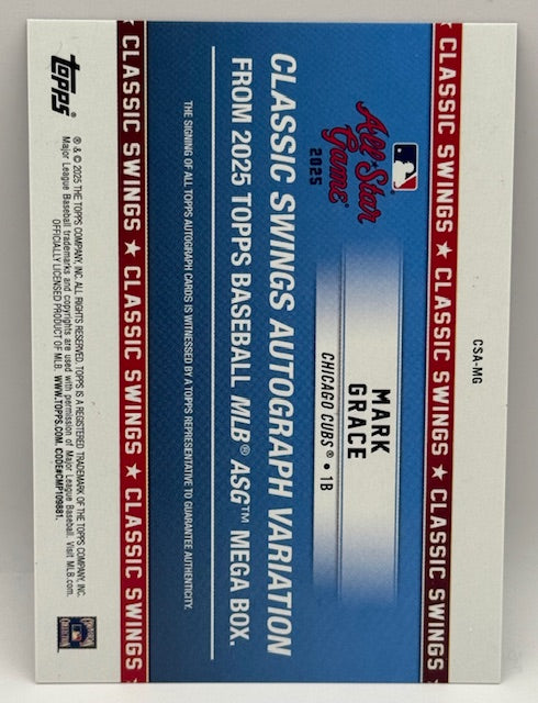 2025 Topps All Star Game Mark Grace Autograph Black /10