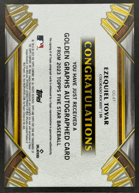 2023 Topps Golden Graphs Ezequiel Tovar /5 RC Auto