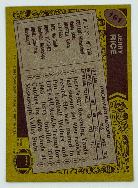 1986 Topps #161 Jerry Rice RC