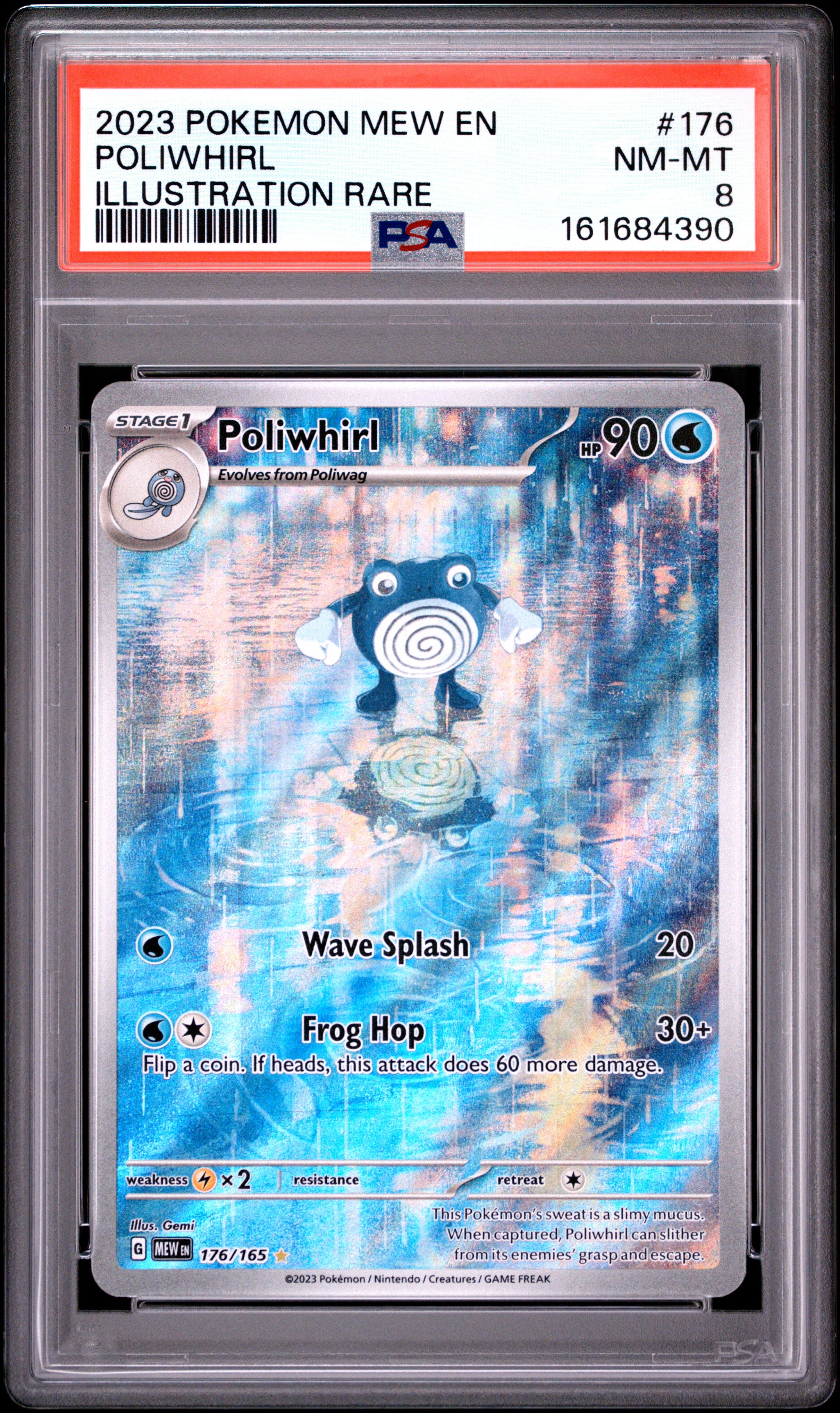 2023 POKEMON MEW EN-151 176 POLIWHIRL ILLUSTRATION RARE PSA 8 - front