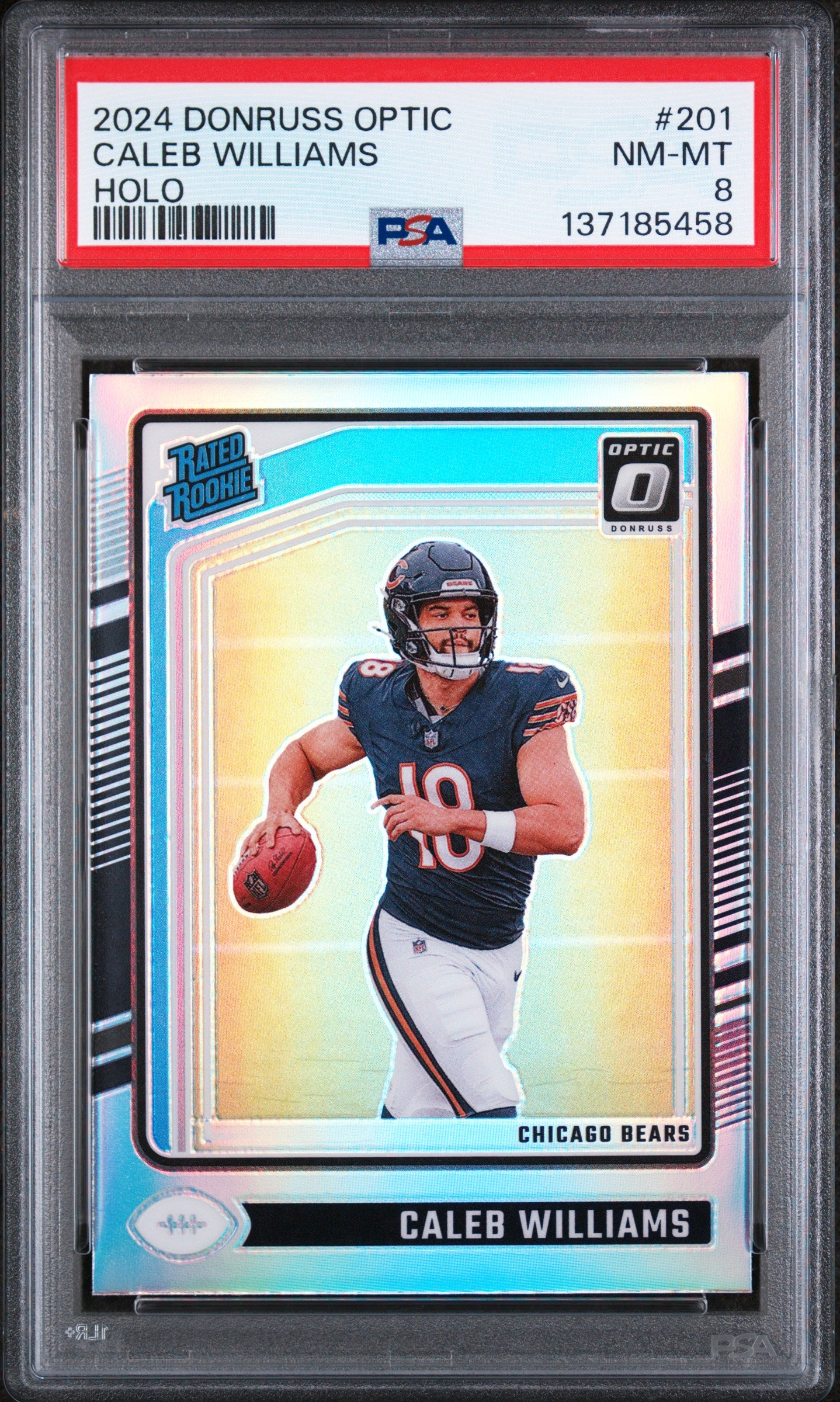 2024 Panini Donruss Optic 201 Caleb Williams Holo PSA 8