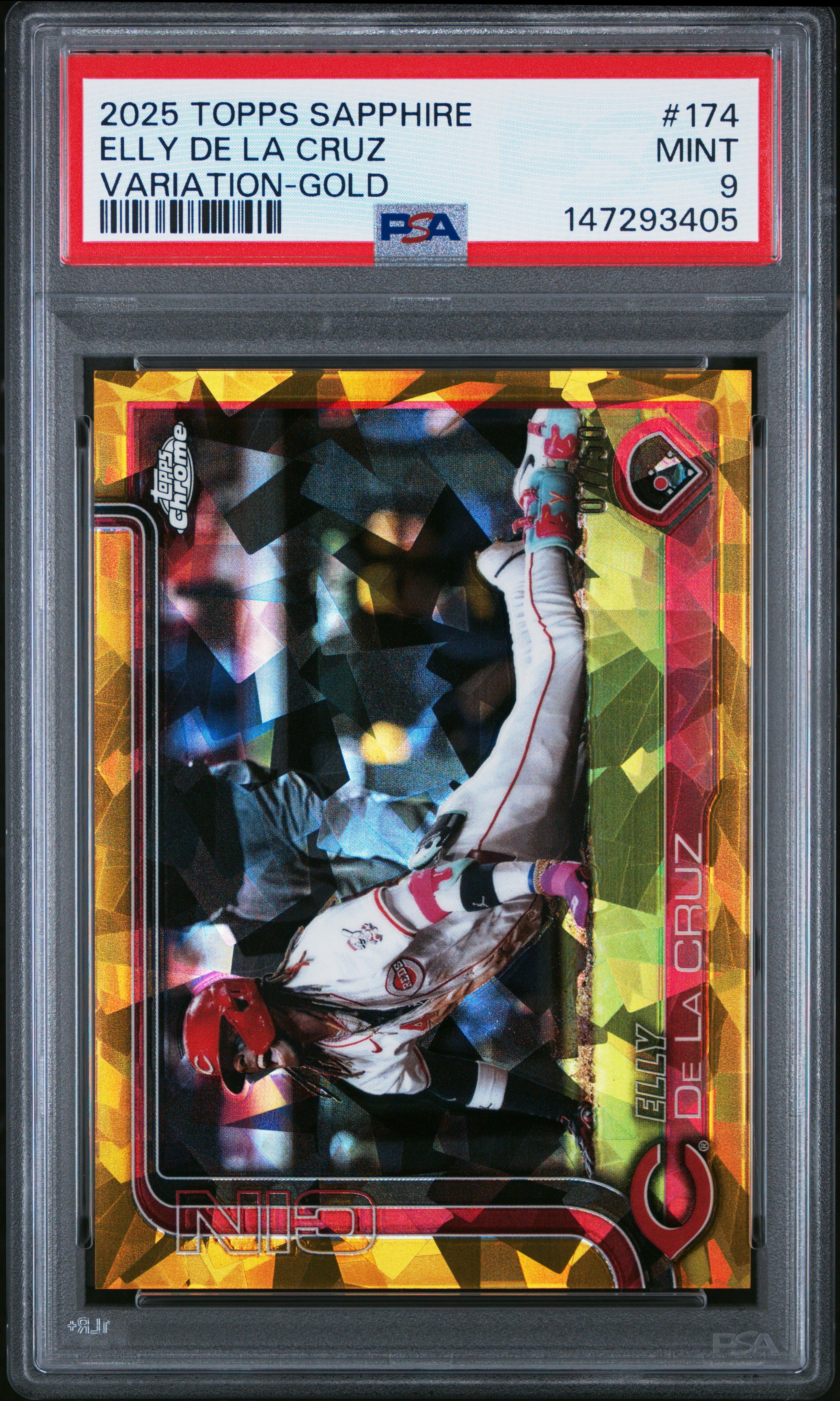 2025 Topps Chrome Sapphire 174 Elly De La Cruz Variation-Gold PSA 9