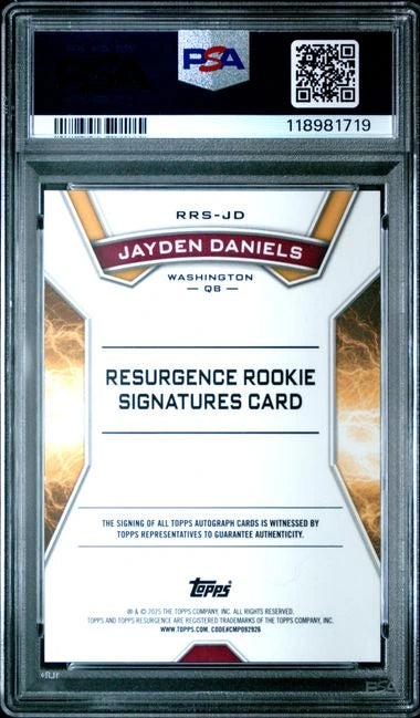 2024 Topps Resurgence Jayden Daniels Auto White Surge /125 PSA 9