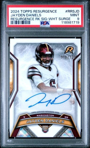 2024 Topps Resurgence Jayden Daniels Auto White Surge /125 PSA 9