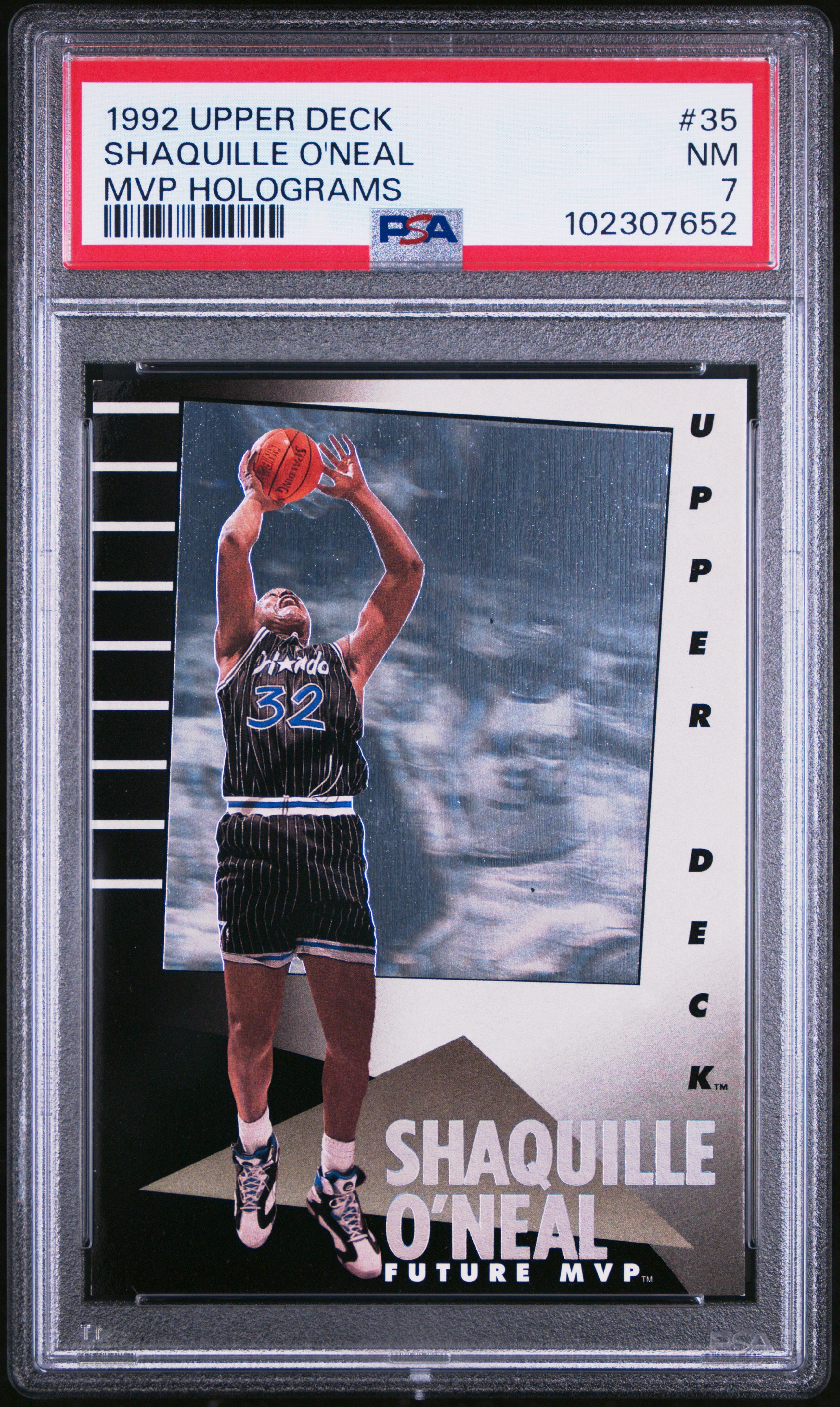 1992 UPPER DECK MVP HOLOGRAMS 35 SHAQUILLE O'NEAL PSA 7 - front