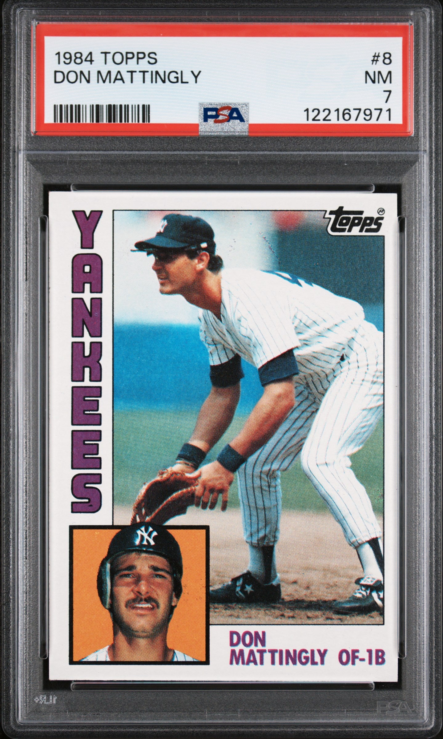 1984 TOPPS 8 DON MATTINGLY PSA 7 - front