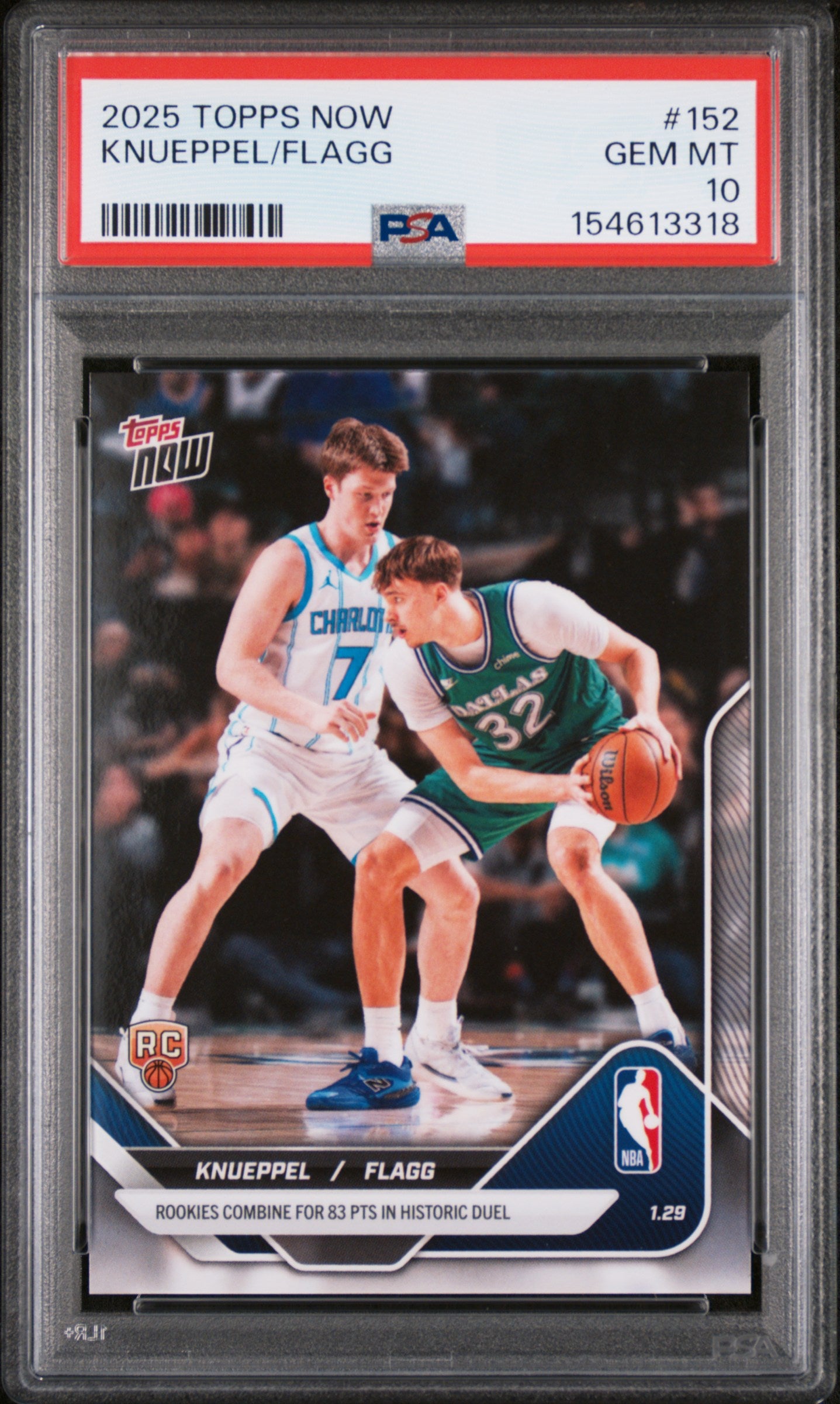 2025 TOPPS NOW 152 COOPER FLAGG/KON KNUEPPEL PSA 10 - front