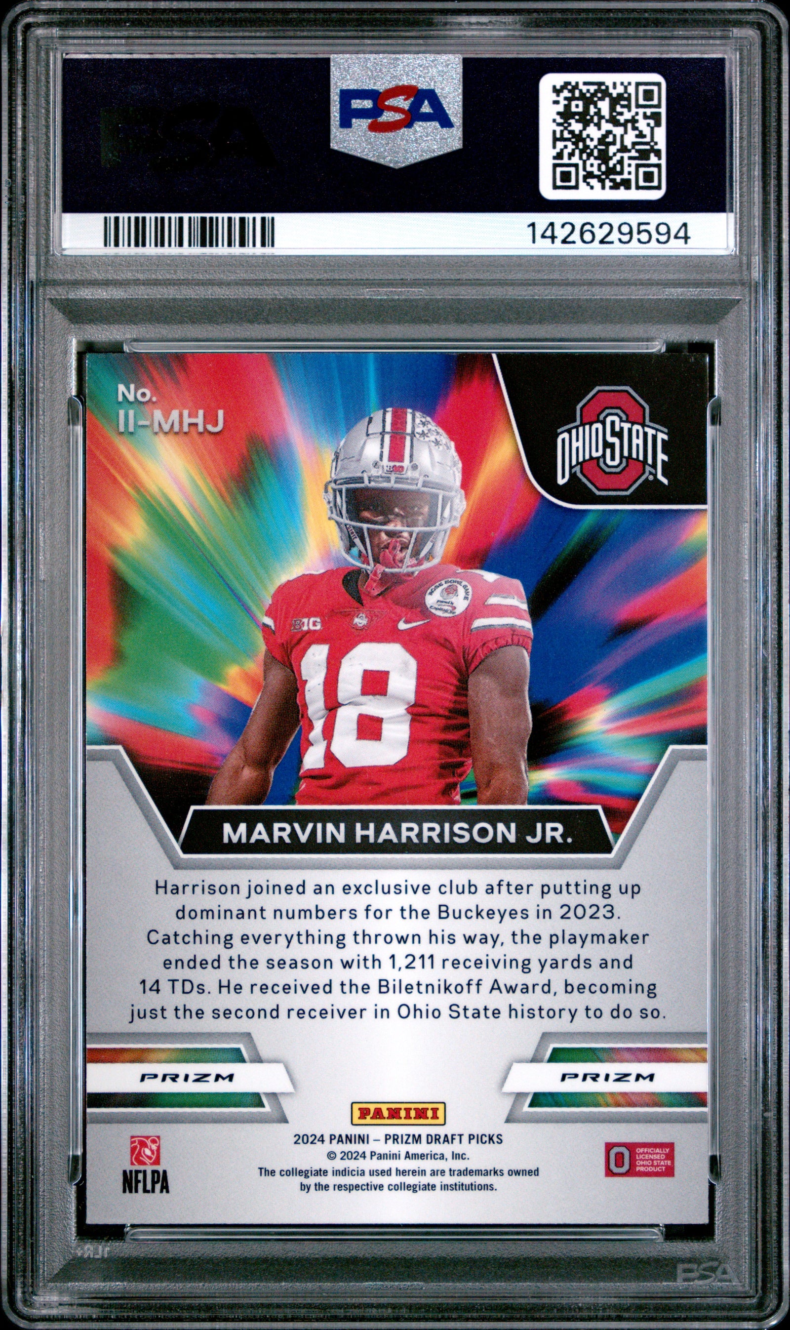 2024 Panini Prizm Draft Picks Instant Impact Iimhj Marvin Harrison Jr. Green Prizm PSA 10