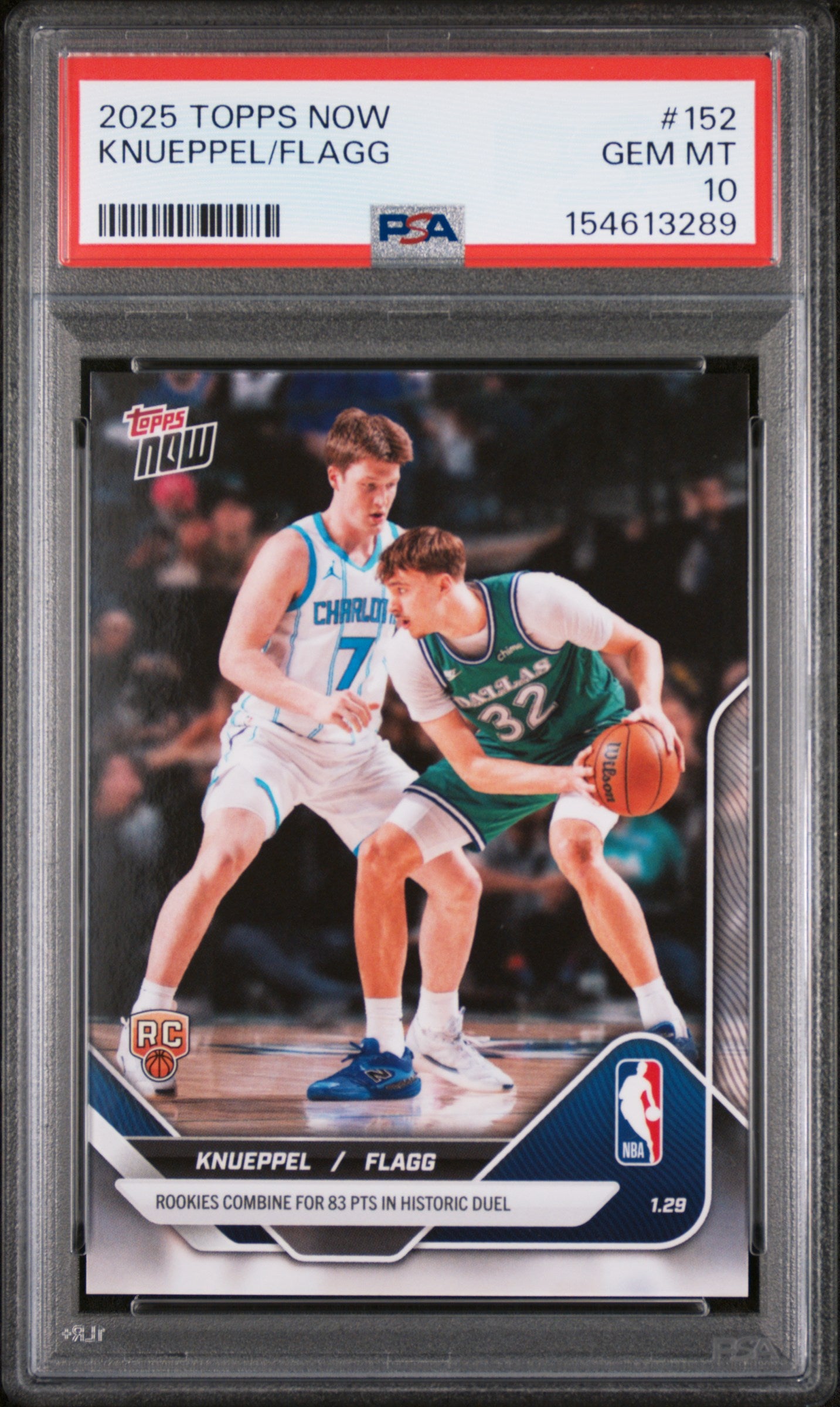 2025 TOPPS NOW 152 COOPER FLAGG/KON KNUEPPEL PSA 10 - front