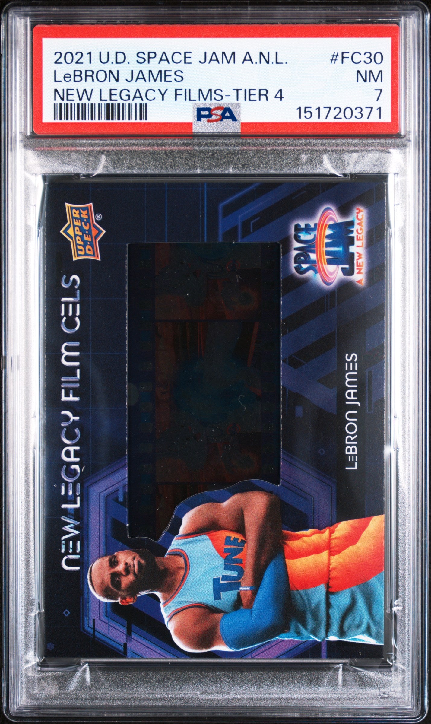 2021 UPPER DECK SPACE JAM A NEW LEGACY NEW LEGACY FILMS FC30 LeBRON JAMES TIER 4 PSA 7 - front