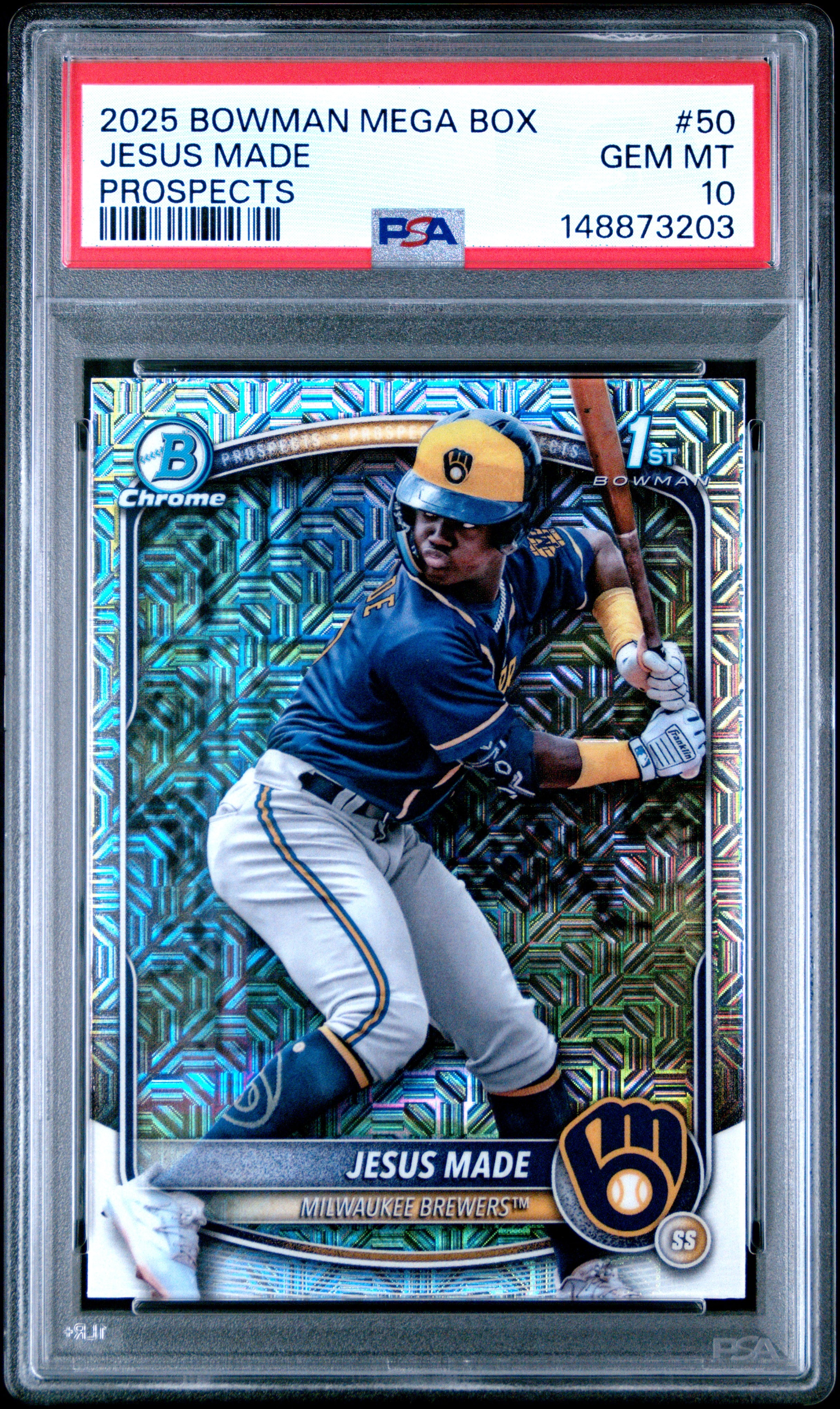 2025 Bowman Mega Box Chrome Prospects 50 Jesus Made PSA 10