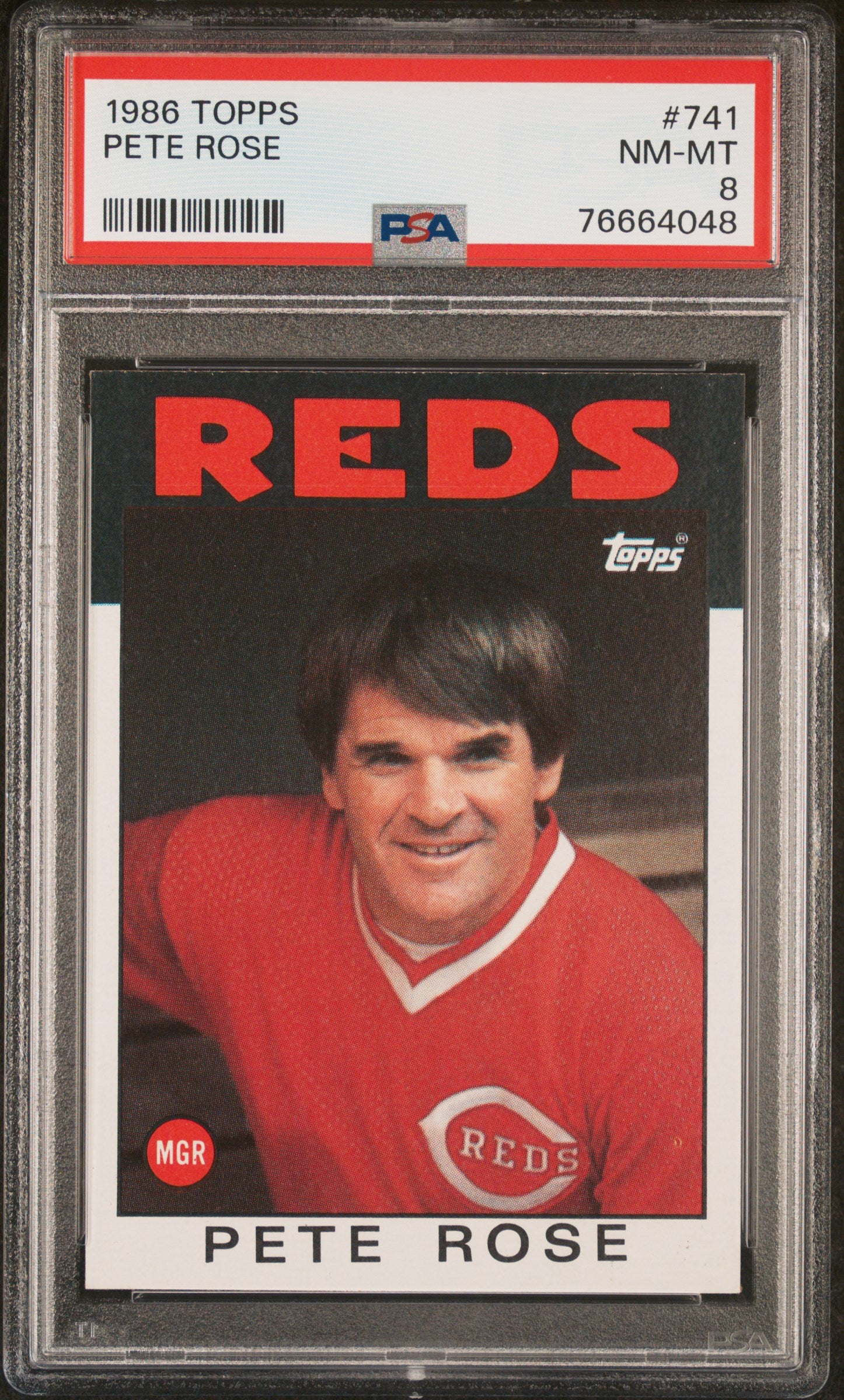 1986 TOPPS 741 PETE ROSE PSA 8 - front