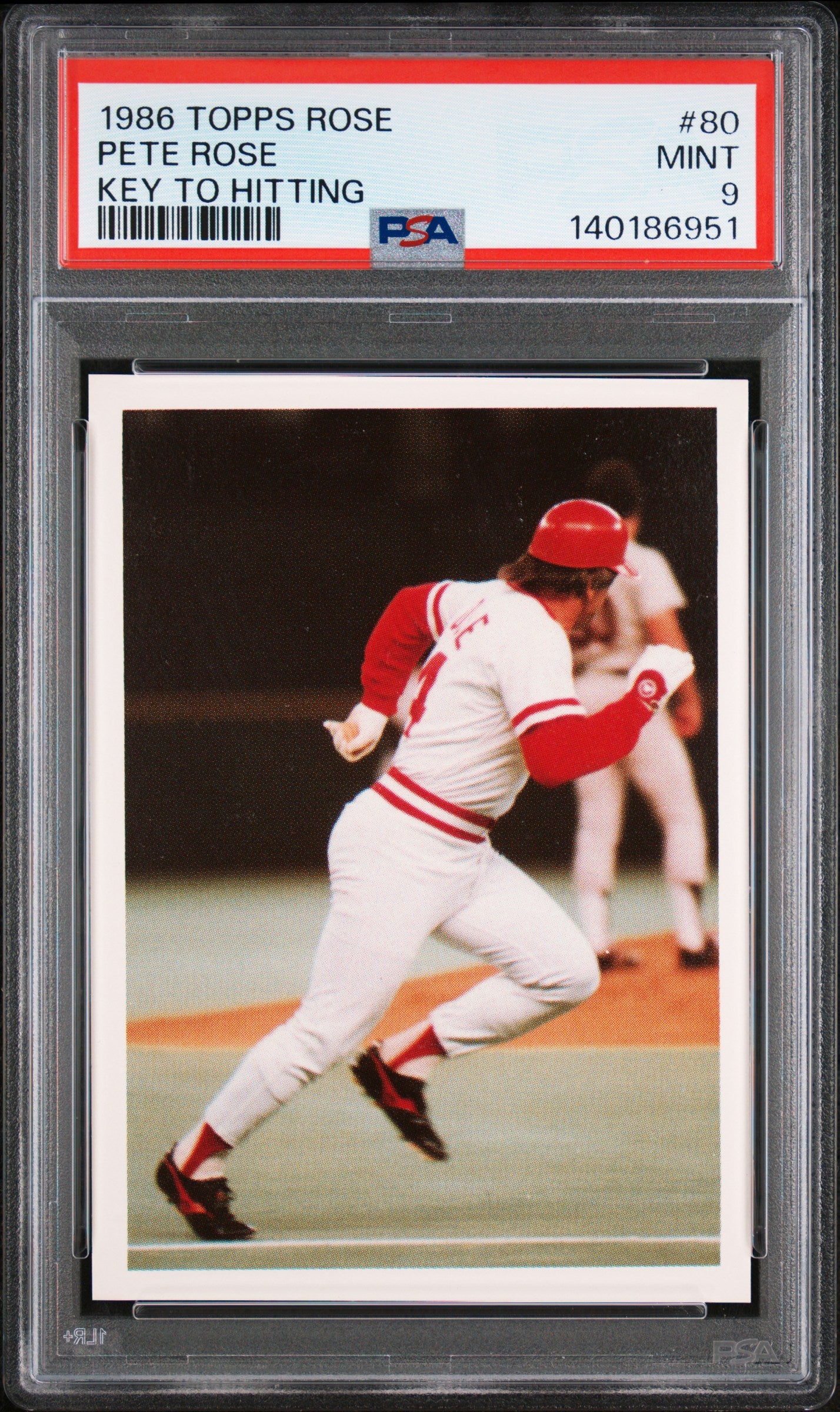 1986 TOPPS PETE ROSE SET 80 PETE ROSE KEY TO HITTING PSA 9 - front