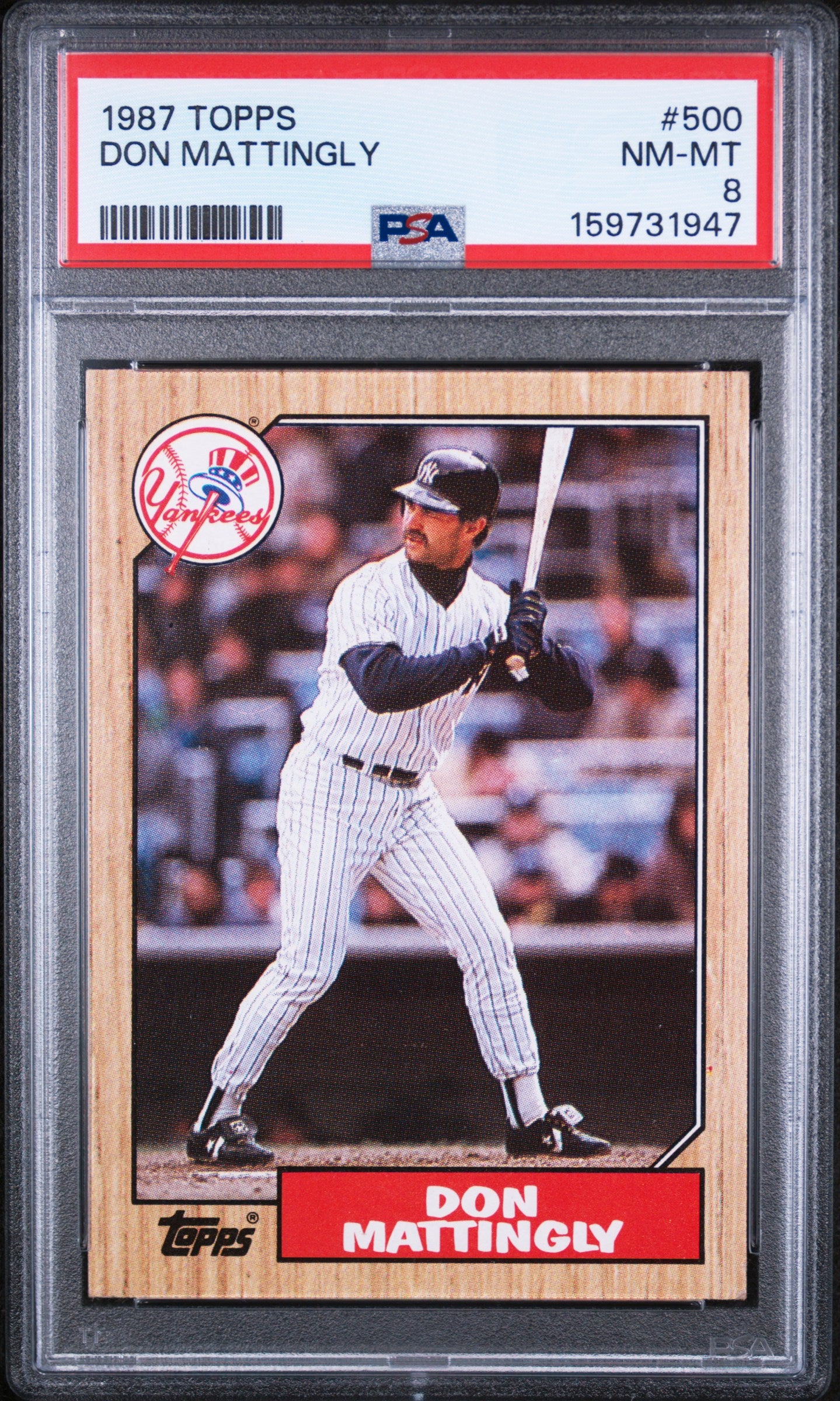 1987 TOPPS 500 DON MATTINGLY PSA 8 - front