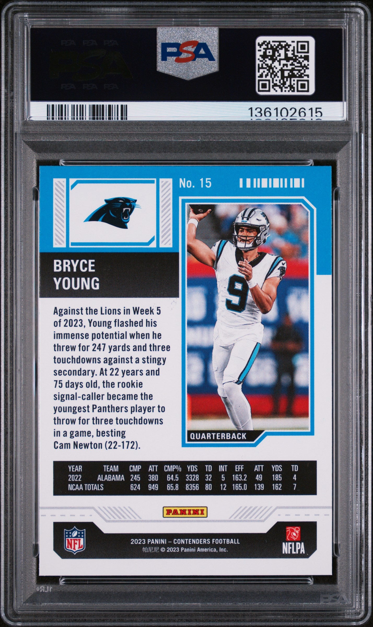 2023 Panini Contenders Bryce Young RC PSA 10