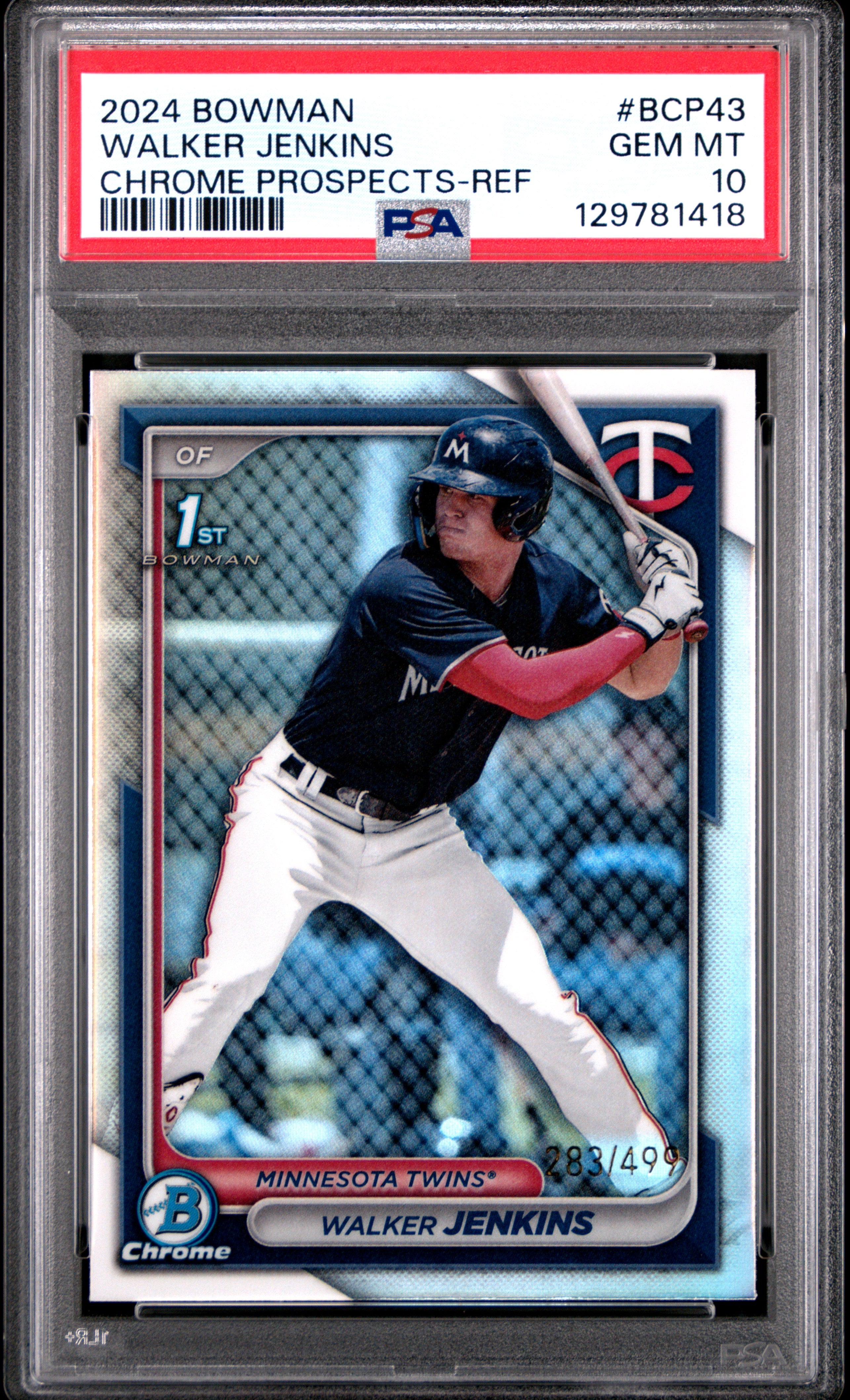 2024 Bowman Chrome Prospects Bcp43 Walker Jenkins Refractor PSA 10