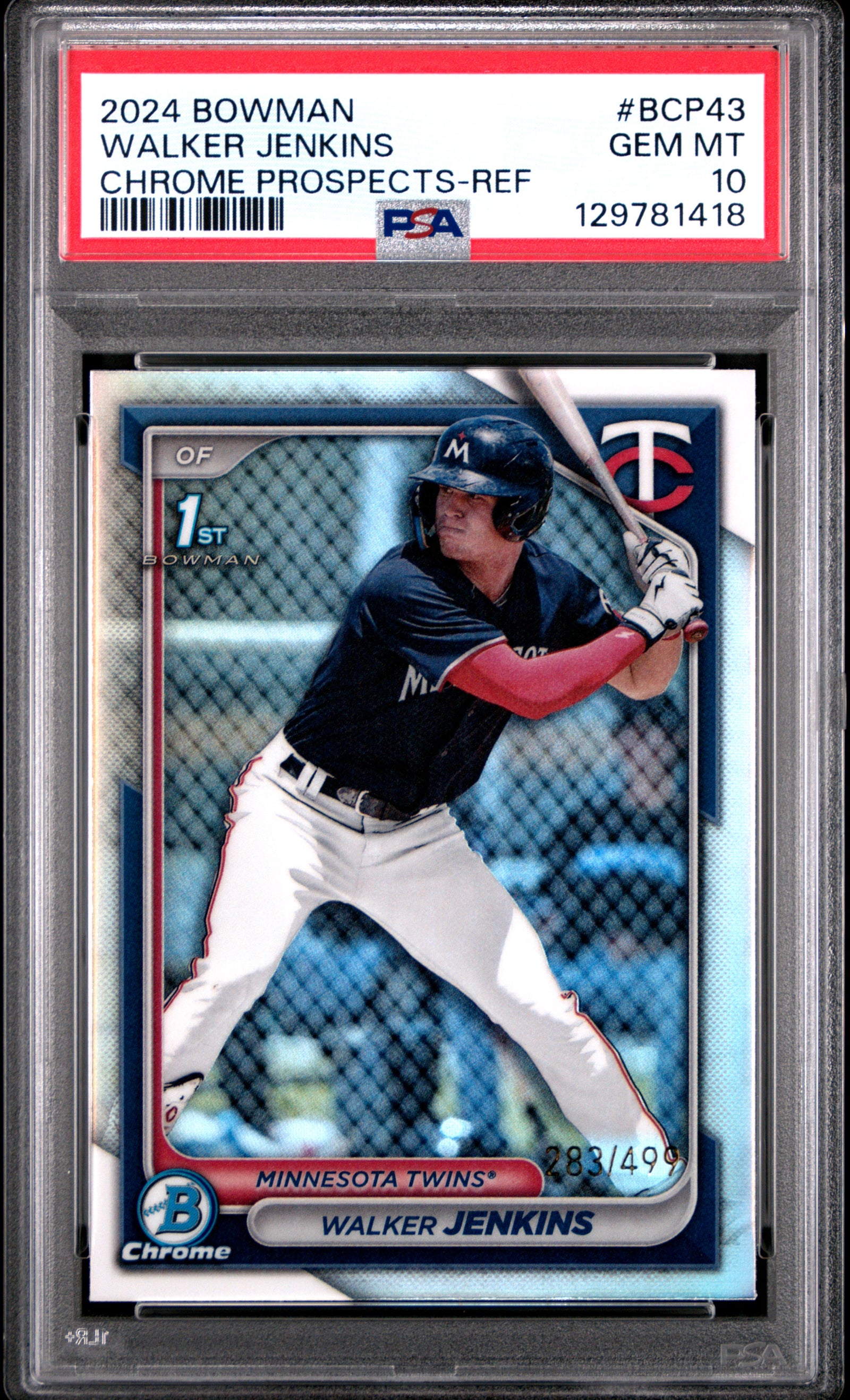 2024 Bowman Chrome Prospects Bcp43 Walker Jenkins Refractor PSA 10