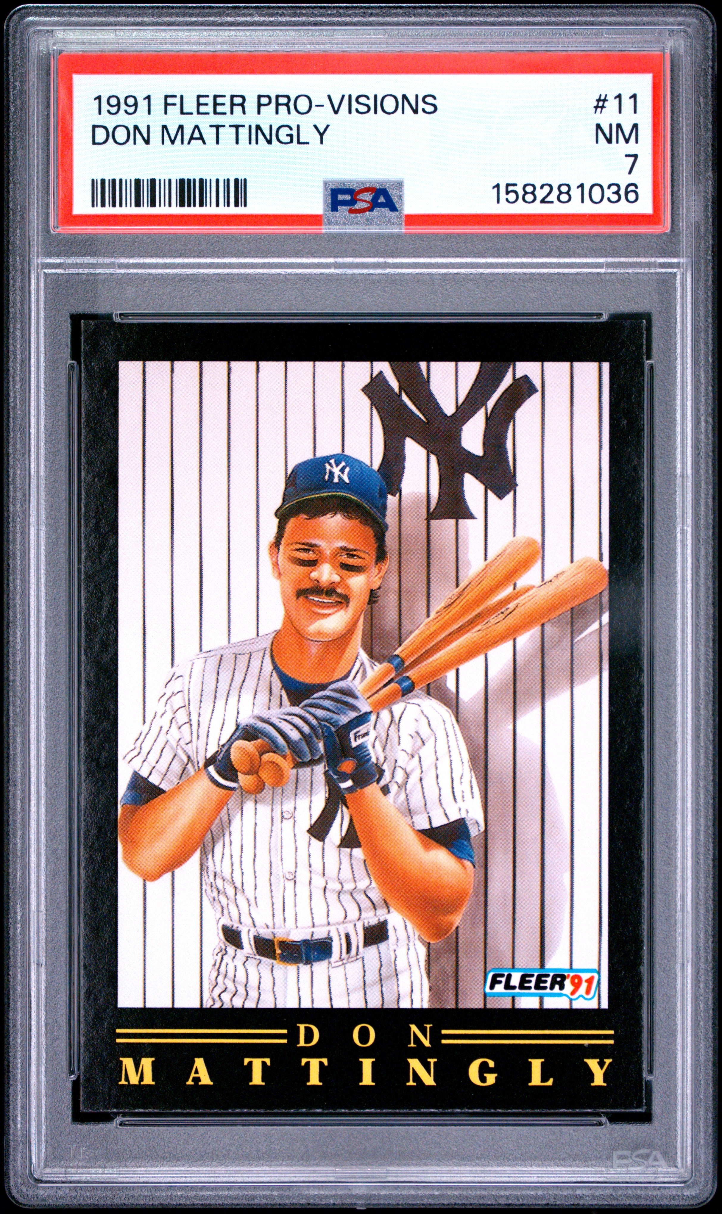 1991 FLEER PRO-VISION 11 DON MATTINGLY PSA 7 - front