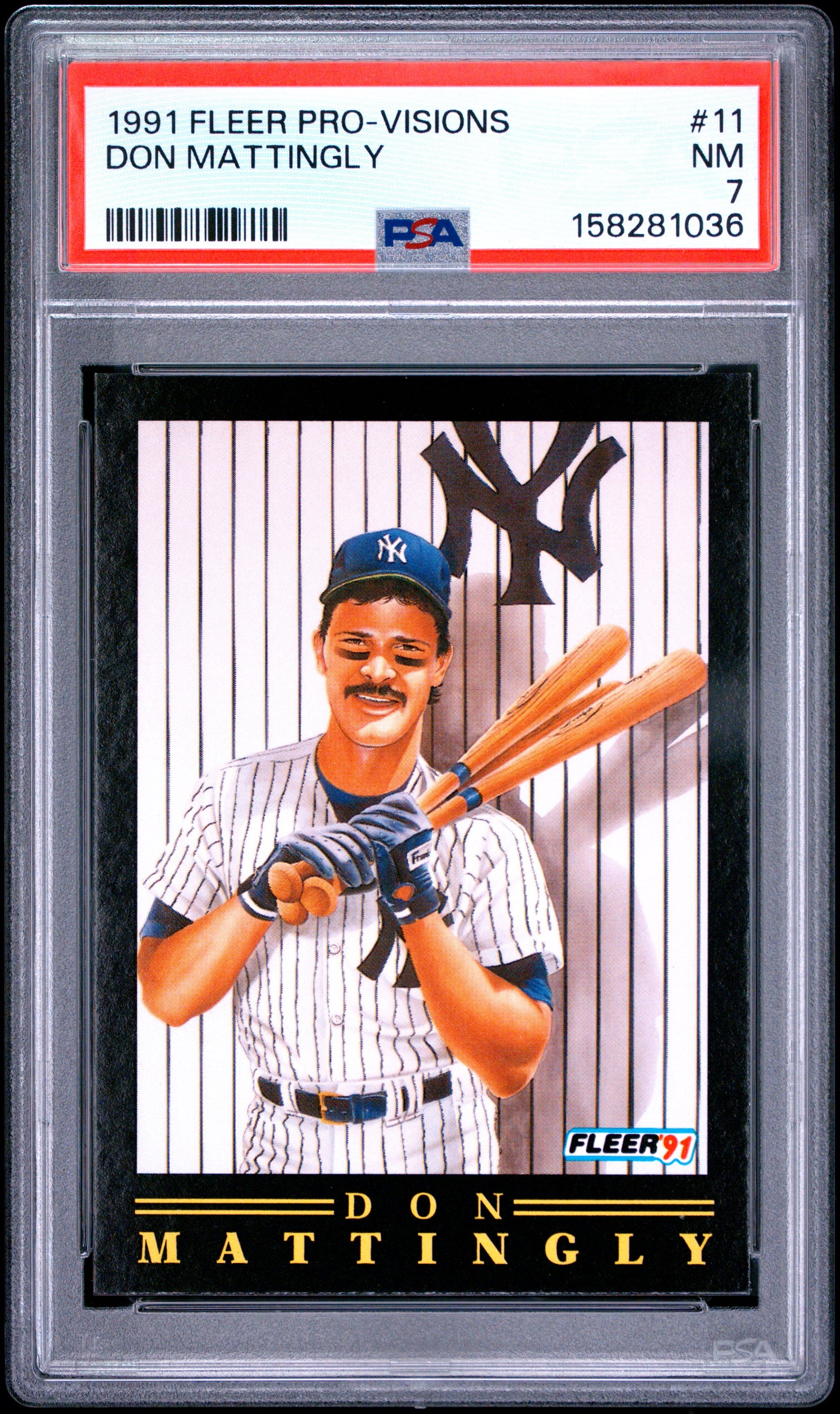 1991 FLEER PRO-VISION 11 DON MATTINGLY PSA 7 - front