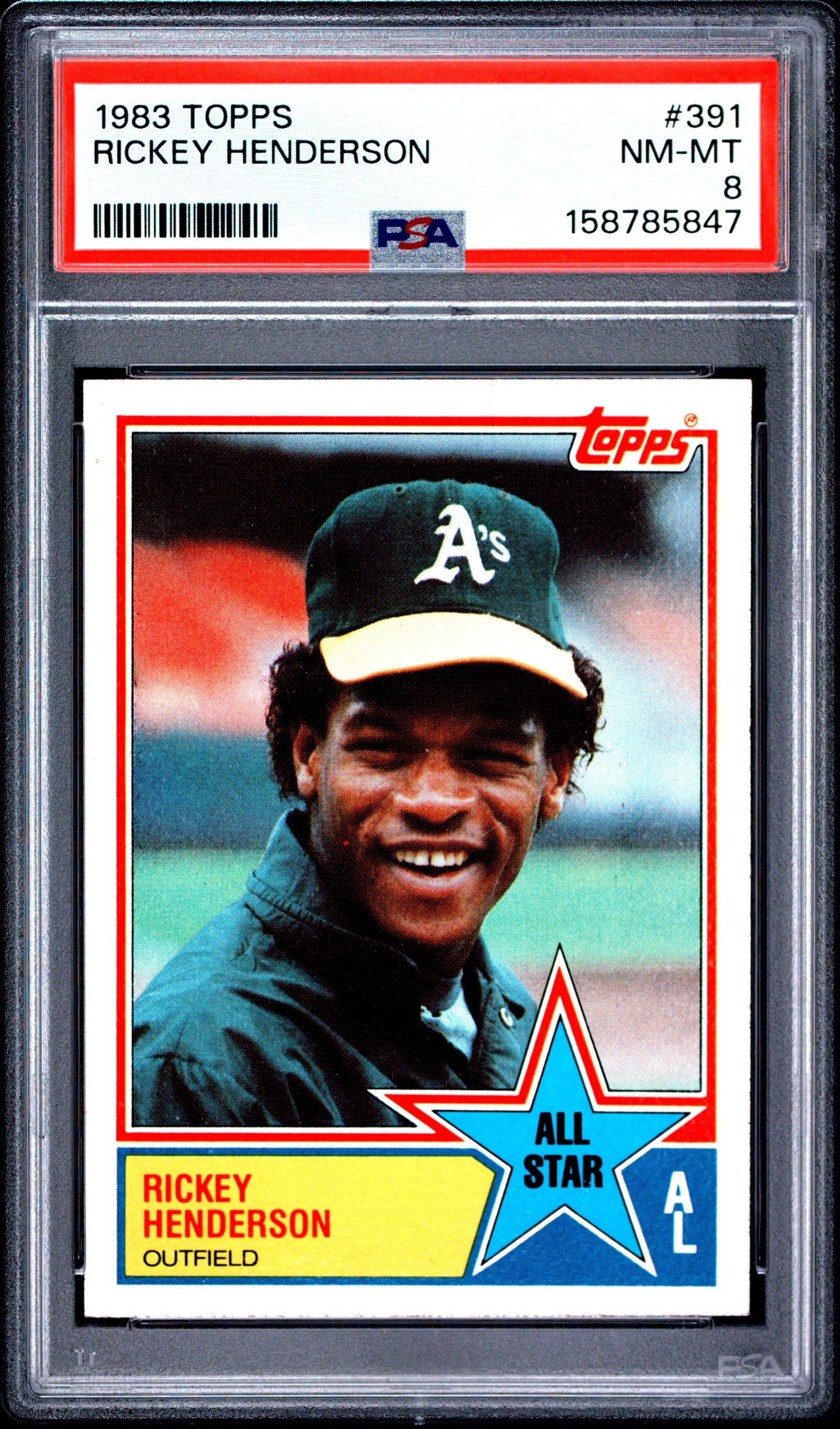 1983 TOPPS 391 RICKEY HENDERSON PSA 8 - front