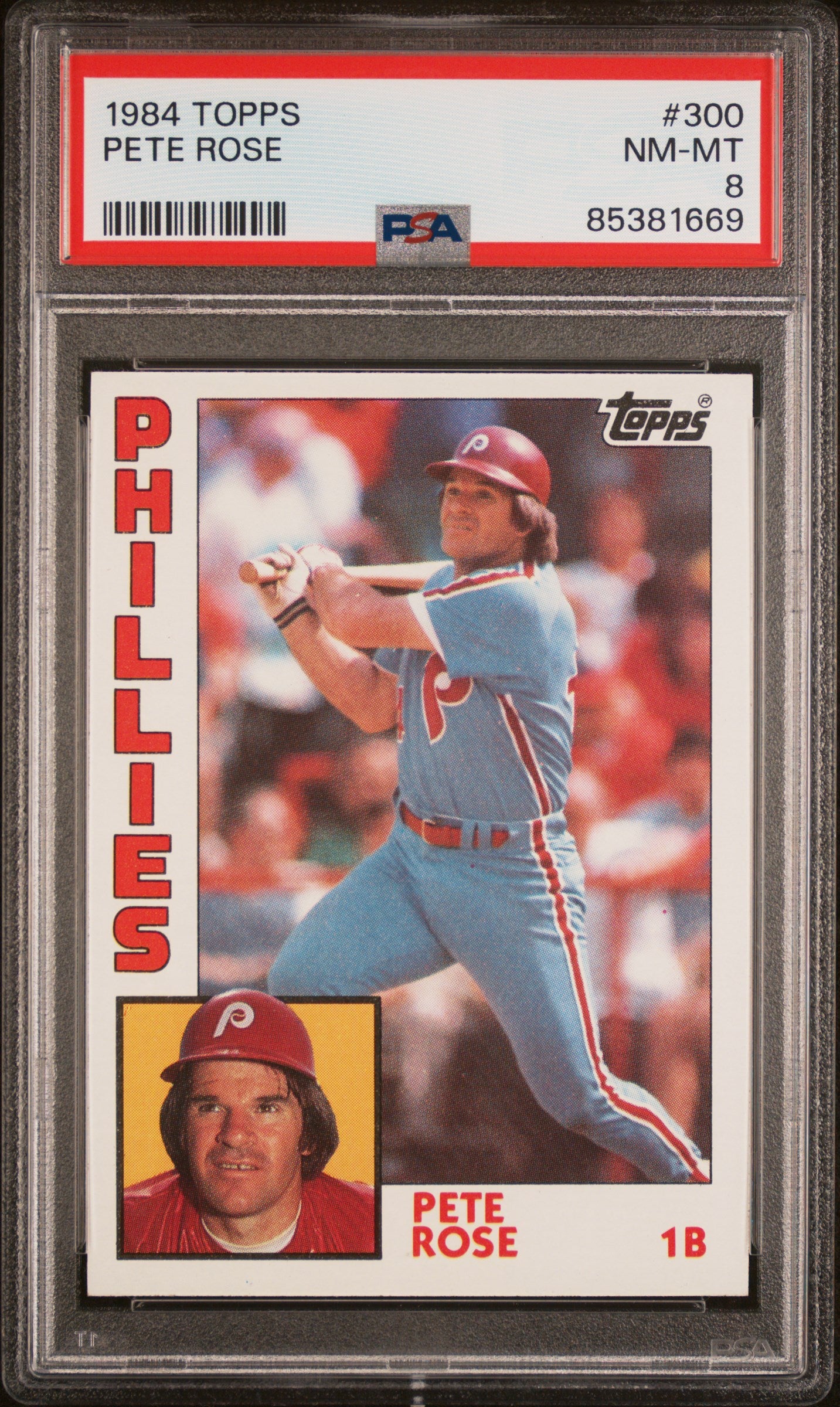 1984 TOPPS 300 PETE ROSE PSA 8 - front