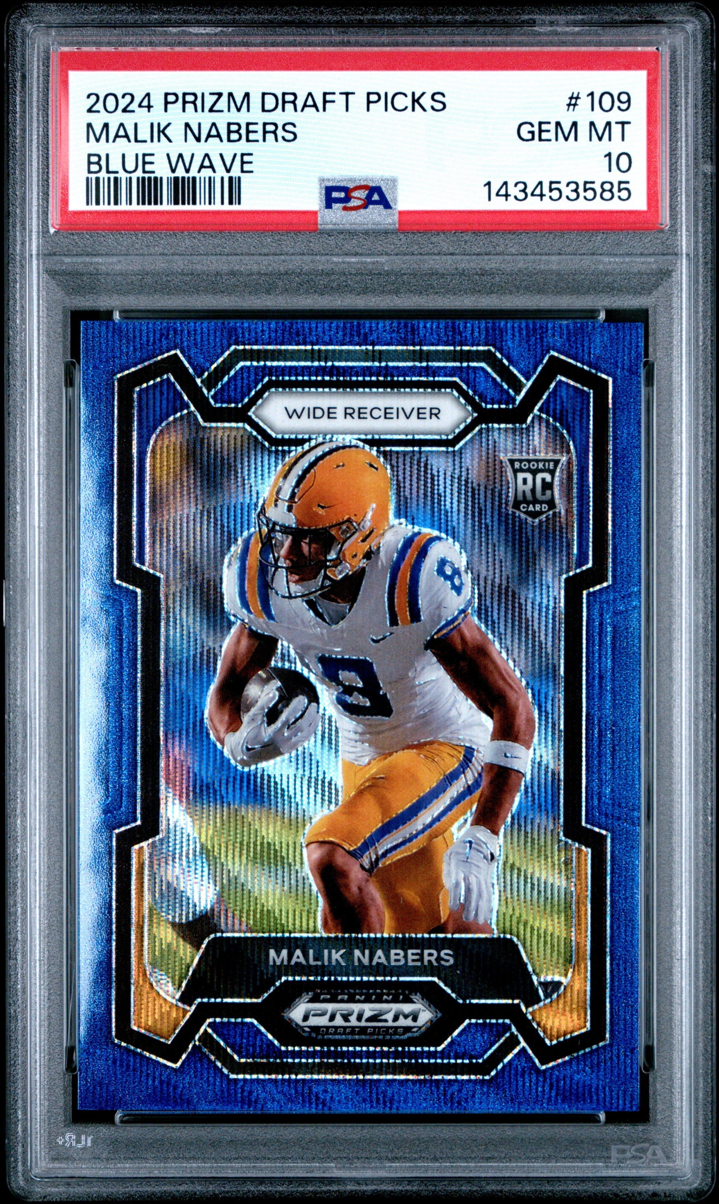 2024 Panini Prizm Draft Picks 109 Malik Nabers Blue Wave PSA 10