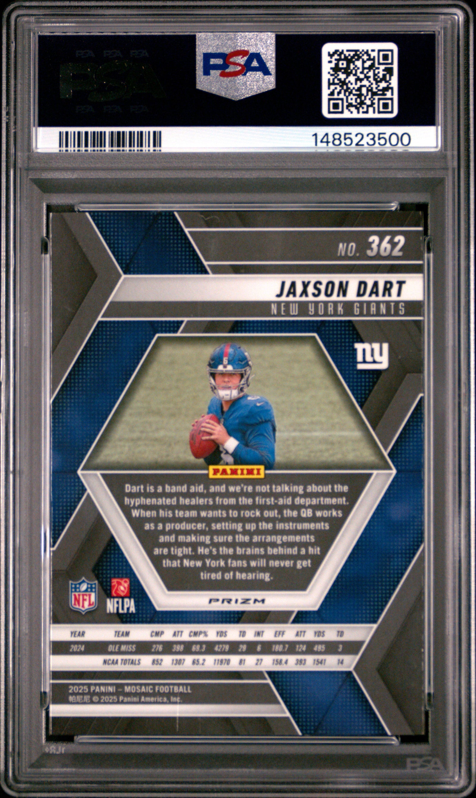2025 Panini Mosaic 362 Jaxson Dart Green PSA 8