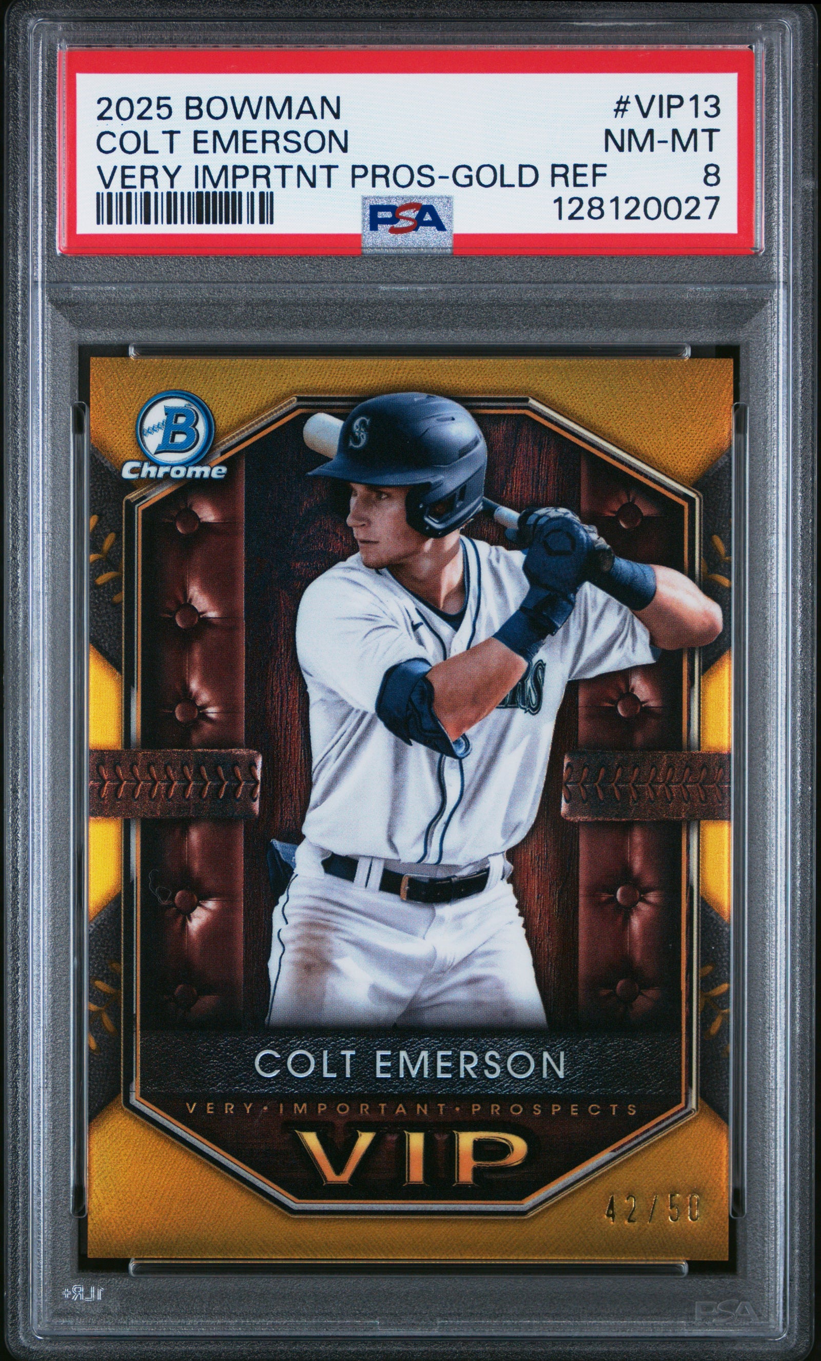 2025 Bowman Very Important Prospects Vip13 Colt Emerson Gold Refractor PSA 8
