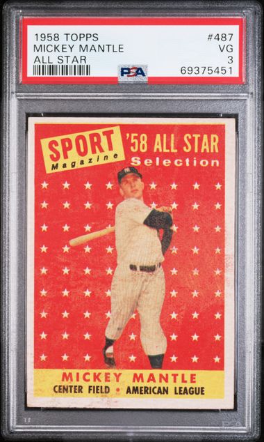 1958 Topps Mickey Mantle All Star #487 PSA 3