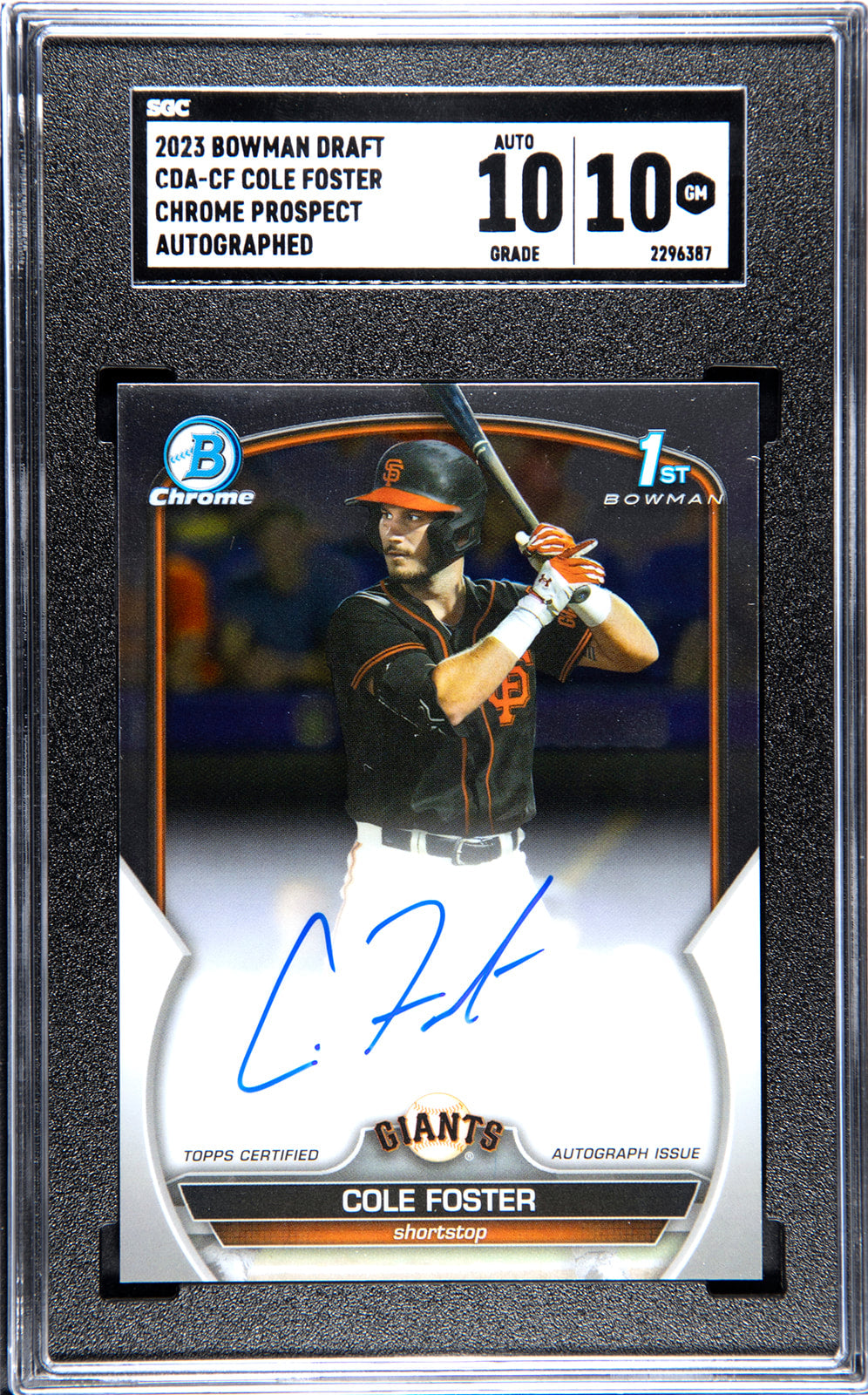 2023 Bowman Draft Cole Foster Chrome Auto Signed #CDA-CF - SGC 10, auto 10