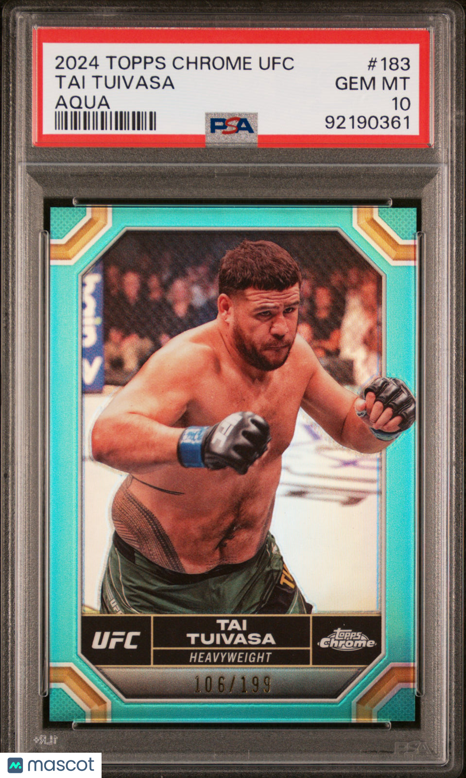 2024 Topps Chrome UFC Tai Tuivasa #183 Aqua PSA 10
