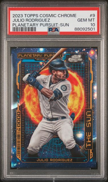 2023 Topps Cosmic Chrome Julio Rodriguez Planetary Pursuit Sun #9 PSA 10