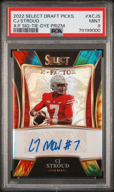 2022 Select Draft Picks CJ Stroud X-Factor Signature Tie Dye Prizm PSA 9