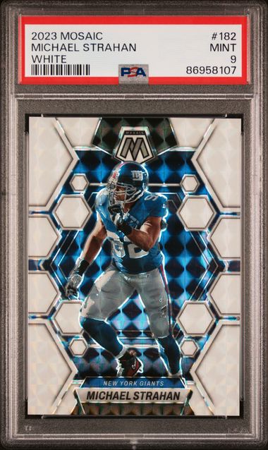 Michael Strahan 2023 Panini Mosaic /25 White #182 PSA 9