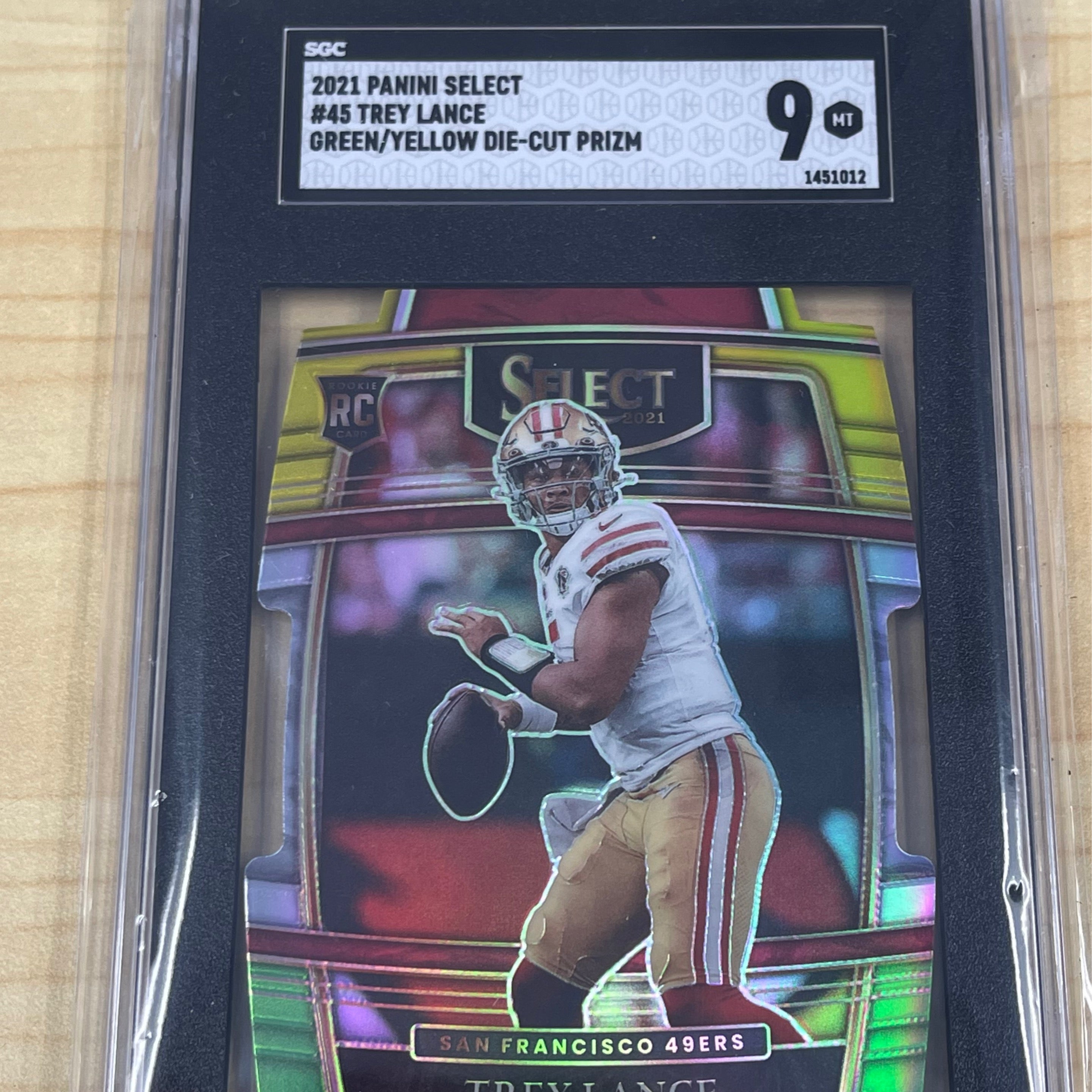 2021 Panini Select Trey Lance #45 Green Yellow Die Cut Prizm SGC 9