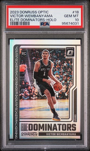 2023 Donruss Optic Elite Dominators Victor Wembanyama #18 PSA 10 Holo