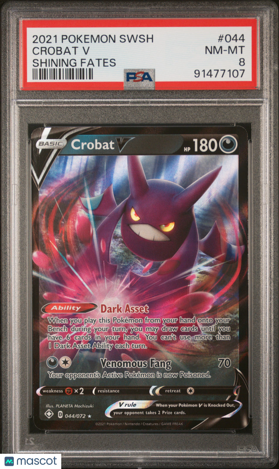 2021 Pokemon TCG Crobat V #044 PSA 8